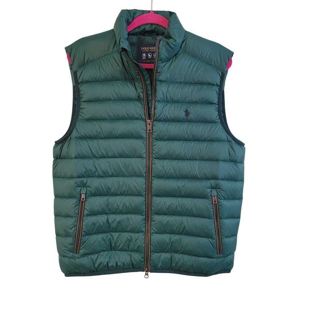 Polo Golf Down Puffer Vest Leather Piping Size M